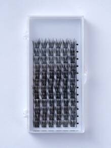 12 clústeres 3d efecto Pestañas postizas Set aspecto natural suave grupo & Abanico Pestañas con de doble capa Adhesivo pegamento Kit DIY - Negro - Ver 2