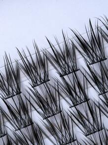 12 clústeres 3d efecto Pestañas postizas Set aspecto natural suave grupo & Abanico Pestañas con de doble capa Adhesivo pegamento Kit DIY - Negro - Ver 3