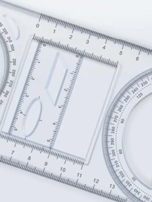 1 pieza Regla multifuncional con función geométrica gráfica, rotatoria, universal para estudiantes, herramienta de dibujo, plantilla de copia a mano, regla de dibujo, regla triangular - transparente - Ver 4