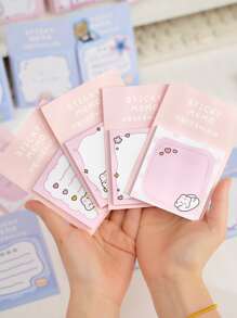 1 pieza con estampado de dibujos animados Nota adhesiva , dulce portátil Nota adhesiva para alumno - Multicolor - Ver 4