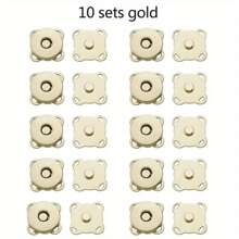 10 piezas de broches con cierre magnético, botones, accesorios para bolsos, carteras, artesanía, bolsas, prendas de vestir, manualidades, regalos, útiles escolares, accesorios para maestros, regreso a clases - Dorado - Ver 3