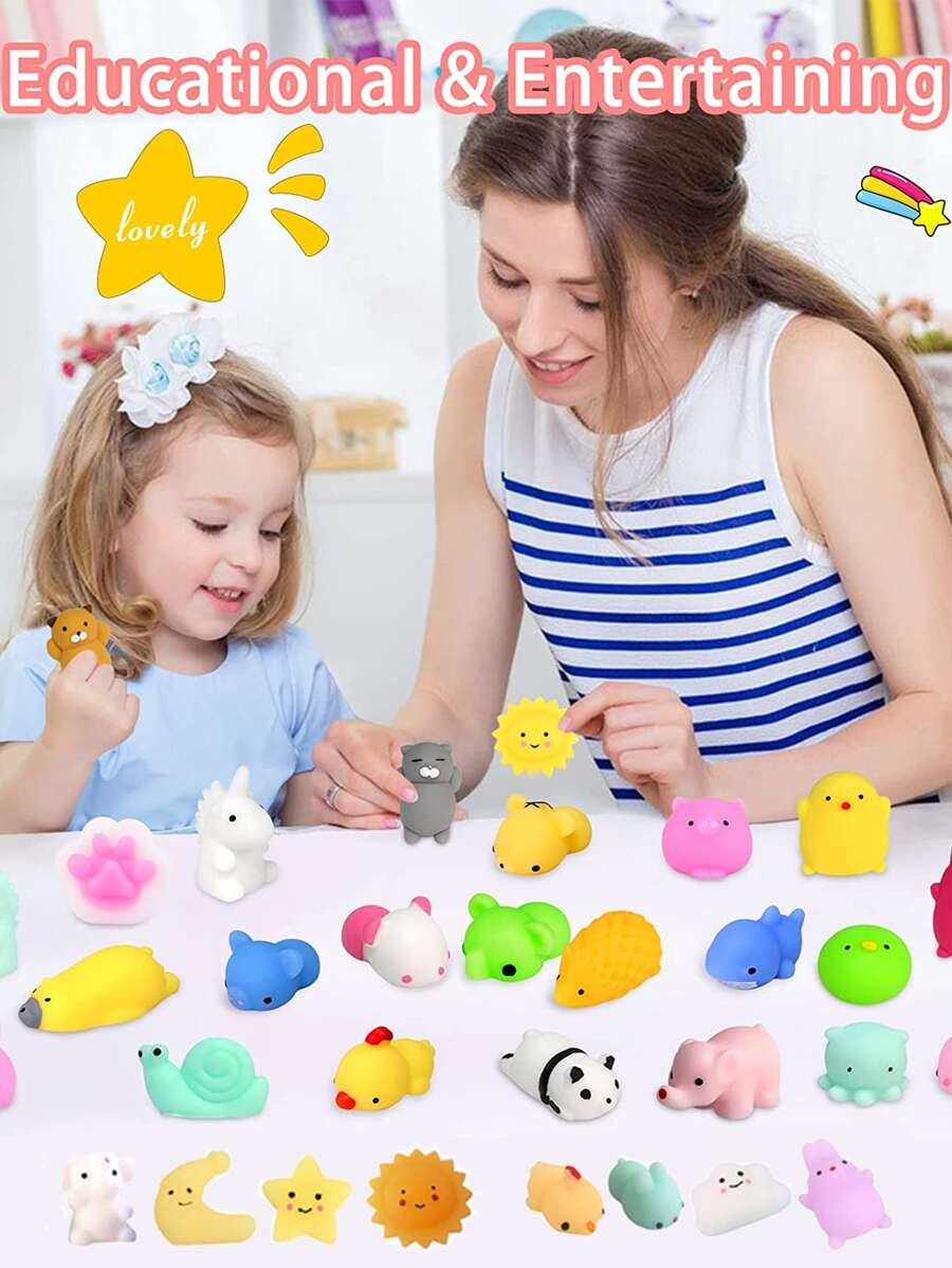 10入組迷你麻糬毛絨玩具動物形狀柔軟可愛毛絨玩具緩解壓力，送給男孩和女孩的生日禮物 - 彩色 - 查看 1