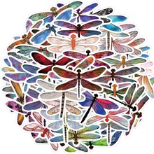 53入組/包蜻蜓防水diy創意塗鴉貼紙,適用於吉他、滑板、水樽、桿、頭盔、雪板、手提電腦、手機殼、冰箱門、行李箱、塗鴉貼紙,完美聖誕禮物