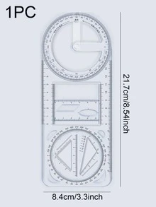 1 pieza Regla multifuncional con función geométrica gráfica, rotatoria, universal para estudiantes, herramienta de dibujo, plantilla de copia a mano, regla de dibujo, regla triangular - transparente - Ver 8