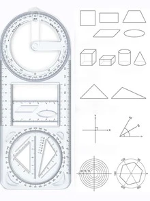 1 pieza Regla multifuncional con función geométrica gráfica, rotatoria, universal para estudiantes, herramienta de dibujo, plantilla de copia a mano, regla de dibujo, regla triangular - transparente - Ver 5