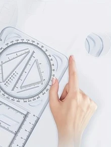 1 pieza Regla multifuncional con función geométrica gráfica, rotatoria, universal para estudiantes, herramienta de dibujo, plantilla de copia a mano, regla de dibujo, regla triangular - transparente - Ver 6