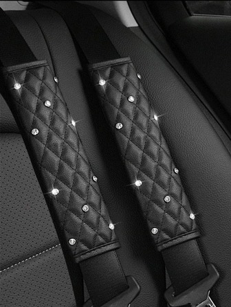 2 Piezas Protector De Hombro De Cinturón De  Para Coche Con Diamantes