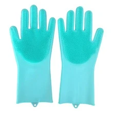 Reusable Dishwashing Gloves With Bristles For Scouring - Silicone Dishwashing Gloves, Dish Cleaning Gloves For Men And Women - 綠色 - 查看 2
