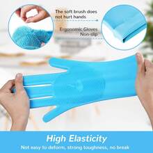 Reusable Dishwashing Gloves With Bristles For Scouring - Silicone Dishwashing Gloves, Dish Cleaning Gloves For Men And Women - 綠色 - 查看 4