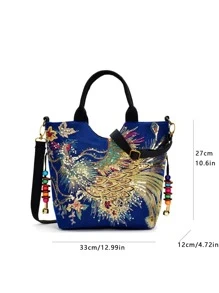 刺繡包帆布孔雀刺繡肩膀便攜斜挎包托特包1入組長款單肩包帶寬替代品錢包帶適用於包尼龍信使配件包肩帶 - 藍色 - 查看 2