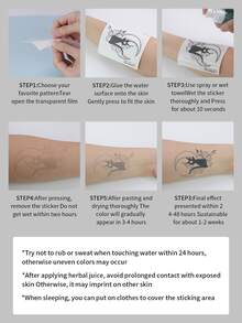 Chinese Letter Temporary Tattoo Sticker For Men, Waterproof And Non-reflective, Suitable For Arm - Black - View 3