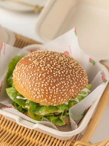 10pcs Disposable Square Paper Pulp Bento Box For Baking Cakes And Hamburgers - Beige - View 7