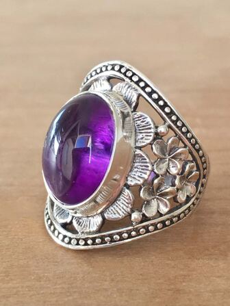 1 件装欧美风格时尚镂空花朵设计女士约会戒指情人节