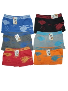 6 Pieces Boxers Elastic Underpants For Children, Shipped In Assorted Colors And Prints According To Availability. SIZE 10 Covers Sizes 10-11,,, SIZE 12 Covers Sizes 12-13. - Multicolor - View 3