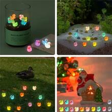 20pcs Miniature Glowing Duck Craft Decorations, Resin Cute Creative Decor For Car/home/party/gifts/indoor/room/scene Decoration