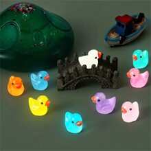 20pcs Miniature Glowing Duck Craft Decorations, Resin Cute Creative Decor For Car/home/party/gifts/indoor/room/scene Decoration