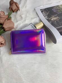 Laser Holographic Fashionable Pu Card Holder - Purple - View 3