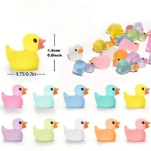 20pcs Miniature Glowing Duck Craft Decorations, Resin Cute Creative Decor For Car/home/party/gifts/indoor/room/scene Decoration