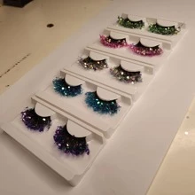 5pairs/set Stage Glitter False Eyelashes Colorful Fiber Luminous Thick Eyelashes - Multicolor - View 1