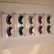 5pairs/set Stage Glitter False Eyelashes Colorful Fiber Luminous Thick Eyelashes - Multicolor - View 2