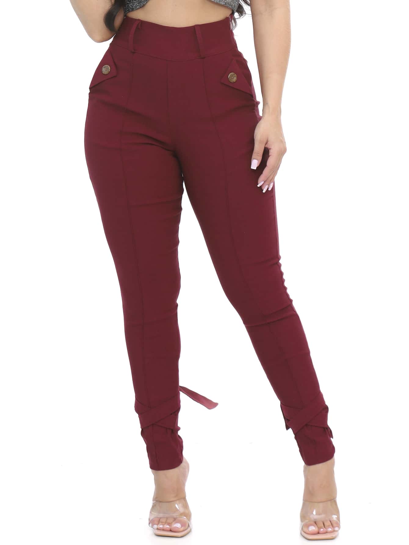 Women Pants - Màu Đỏ Sâu - Xem 1