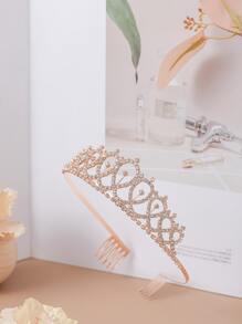 1set Pink 'birthday Girl' Shoulder Strap Rhinestone Crown Headband Set, Party Accessory Back To School Valentine Day