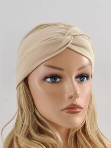 女士米色运动头带、瑜伽健身吸汗带、时尚发带 - 米色 - 查看 2