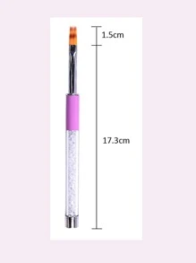 1Pc Acrylic Nail Brush UV Gel Nail Art Gradient Ombre Brush Rhinestone Handle Tool Painting Drawing Pens Manicure - Pink - View 3