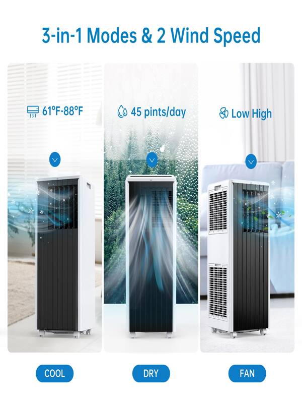 Portable Air Conditioner 8000 BTU, 4in1 Portable AC with Fan, Dehumidifier & Sleep Mode