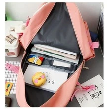 Mochila coreana de 5 piezas con pines de zanahoria y conejo - Azul - Ver 4