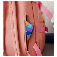 Mochila coreana de 5 piezas con pines de zanahoria y conejo - Azul - Ver 6