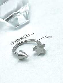 1PC Star Stainless steel Lip Piercing Spike Lip Ring - Silver - View 4