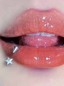 1PC Star Stainless steel Lip Piercing Spike Lip Ring - Silver - View 2