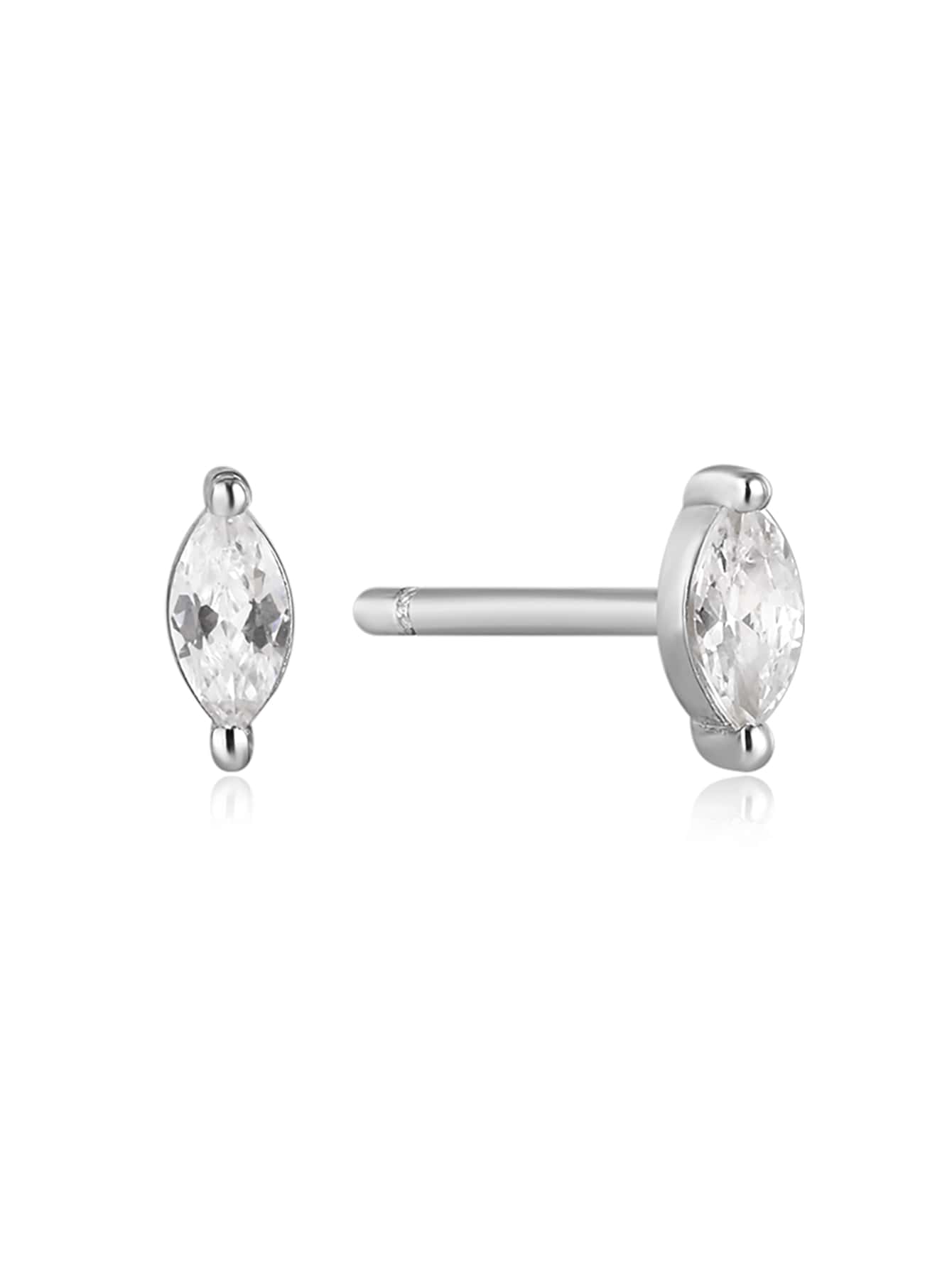 極簡珠寶和手錶馬眼睛形狀方晶鋯石耳環精美珠寶和手錶925純銀小耳釘適合女士合適的適用於每天穿戴