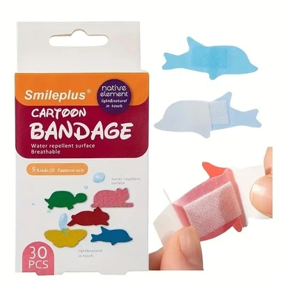 30 miếng băng cá nhân chống thấm nước và thoáng khí hình động vật, miếng dán cầm máu dễ thương cho túi đựng dụng cụ khẩn cấp