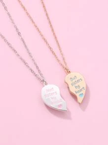 2 cái/bộ Hợp kim kẽm Tim & Tiếng Anh Lá thư Jointed Dầu Nam châm Vật rủ xuống Dây chuyền , Qủa tặng Dành cho Cô gái Và Lễ hội - Nhiều màu - Xem 1