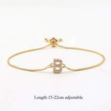 Pave Cubic Zirconia A-Z Initial Bracelet For Women Letter Women Bracelet - Yellow Gold - View 3
