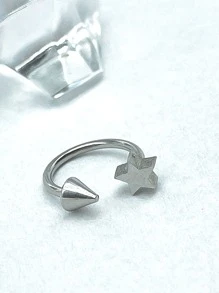 1PC Star Stainless steel Lip Piercing Spike Lip Ring - Silver - View 5