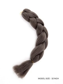 1 pieza de cabello trenzado sintético Ombre de color gris oscuro, fibra Kanekalon resistente al calor para trenzas de ganchillo (1 pieza, 24") - Gris Oscuro - Ver 2