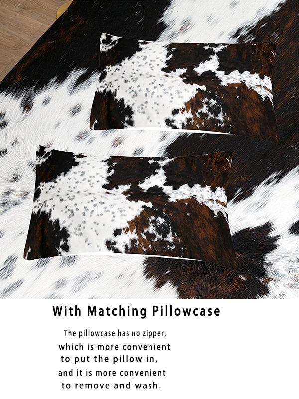 Black White Cow Print Comforter Set, Western Farmhouse Cow Print