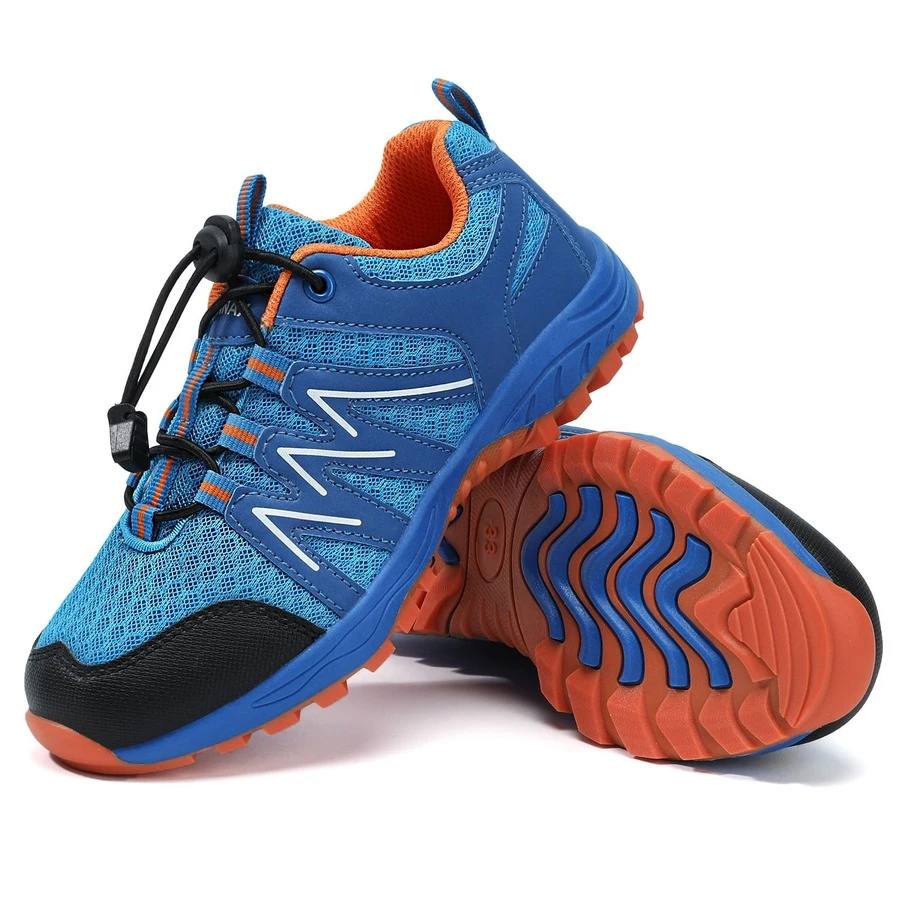 Boys and Girls Fashion Sneakers Kids Outdoor Hiking Shoes Non Slip Walking Shoes - Màu xanh lam - Xem 1