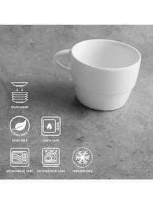 Sweese 407.001 Porcelain Latte Cups - Stackable Coffee Cups - 10 Ounce For Specialty Coffee Drinks, Cappuccino, Mocha And Tea - Set Of 6 - White - trắng - Xem 3