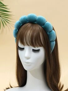 1 Băng đô nhung rộng màu trơn dùng để chăm sóc da hàng ngày, gội đầu và tạo kiểu dễ thương, Dopamine, Băng đô, Vòng tóc, Phụ kiện tóc Băng đô - Màu xanh bụi bặm - Xem 4