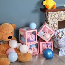 1set Transparent Baby Balloon Box Gift Surprise Box For Kids Birthday Party Decoration (balloons Not Included) - 粉色 - 查看 3
