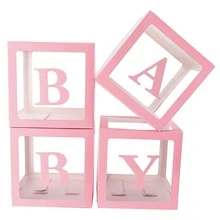 1set Transparent Baby Balloon Box Gift Surprise Box For Kids Birthday Party Decoration (balloons Not Included) - 粉色 - 查看 4