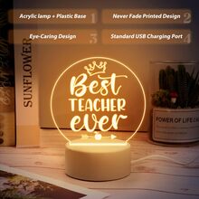 1 Miếng USB 3D Led Đèn ngủ Đồ trang trí In 3 Màu sắc , A Qủa tặng Đối với Giáo viên - trắng - Xem 2