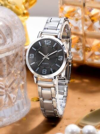 全新小巧透明數字星星鑽不銹鋼石英手錶，初高中女孩時尚運動手錶，送女孩畢業季最精美美麗的禮物