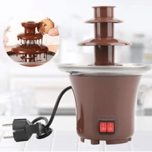 Decdeal Chocolate Fondue Fountain, Three-Layer Household Chocolate Fountain, Chocolate Melting Fondue, Chocolate Machine - Coffee Brown - View 2