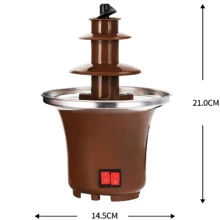 Decdeal Chocolate Fondue Fountain, Three-Layer Household Chocolate Fountain, Chocolate Melting Fondue, Chocolate Machine - Coffee Brown - View 5