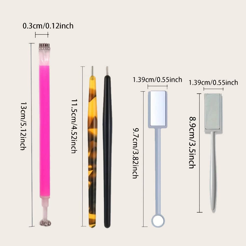 5Piece Nail Tool Set with Double Ended Flower Design Nail